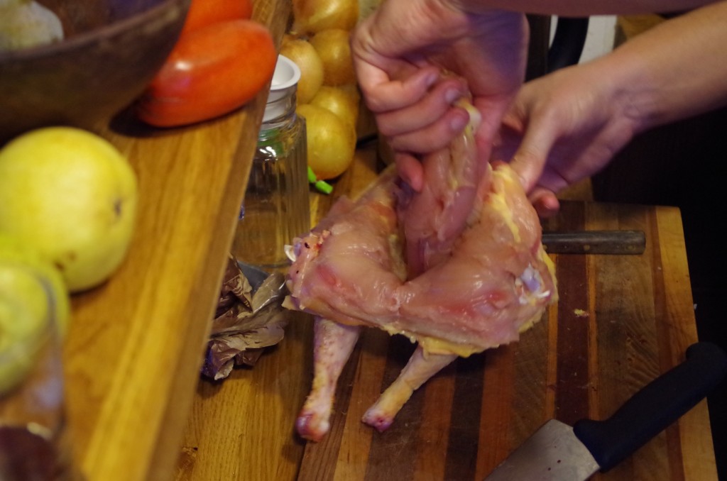 Deboning the chicken