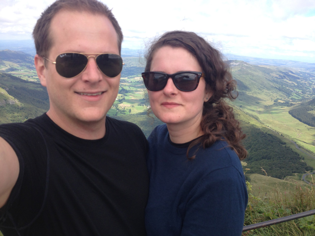here we are at the top of Puy Mary, the highest peak of the Cantal mountains. you drive up and then walk up a VERTICAL, UNPROTECTED, OPEN SLOPE for 1000 feet to get to the summit. i'm not *super* good with heights, so on the way up i used the word "barfy" perhaps a dozen times, while grumbling at the 8 year olds sprinting up the slope like god damned mountain goats.
